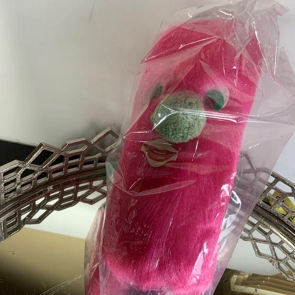 Bath Vintage Vanity Hair Spray Can Cover Faux Fur Pink Green 197s M1